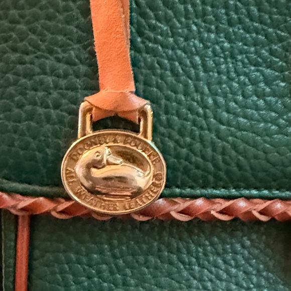 Dooney & Bourke Surrey Carrier Evergreen and British Tan Satchel Pebbled Leather - Picture 7 of 14